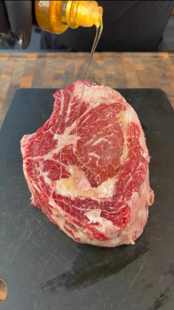 cowboy ribeye steak with the oil
