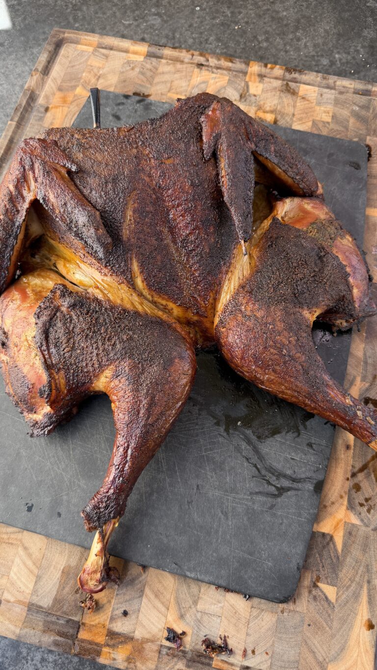 Spatchcock Cajun Herb Butter Smoked Turkey