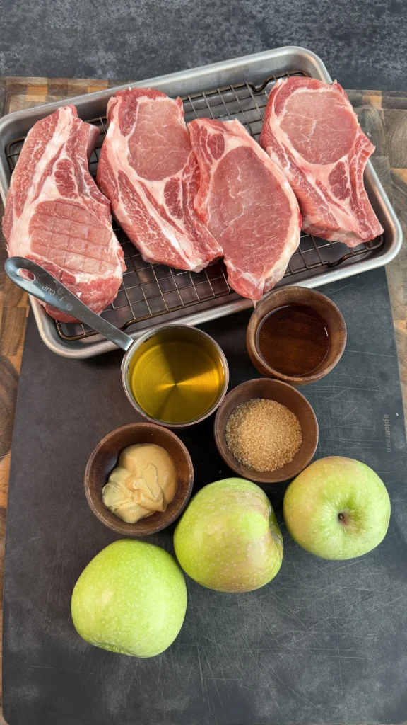 raw pork chops with all the ingredients