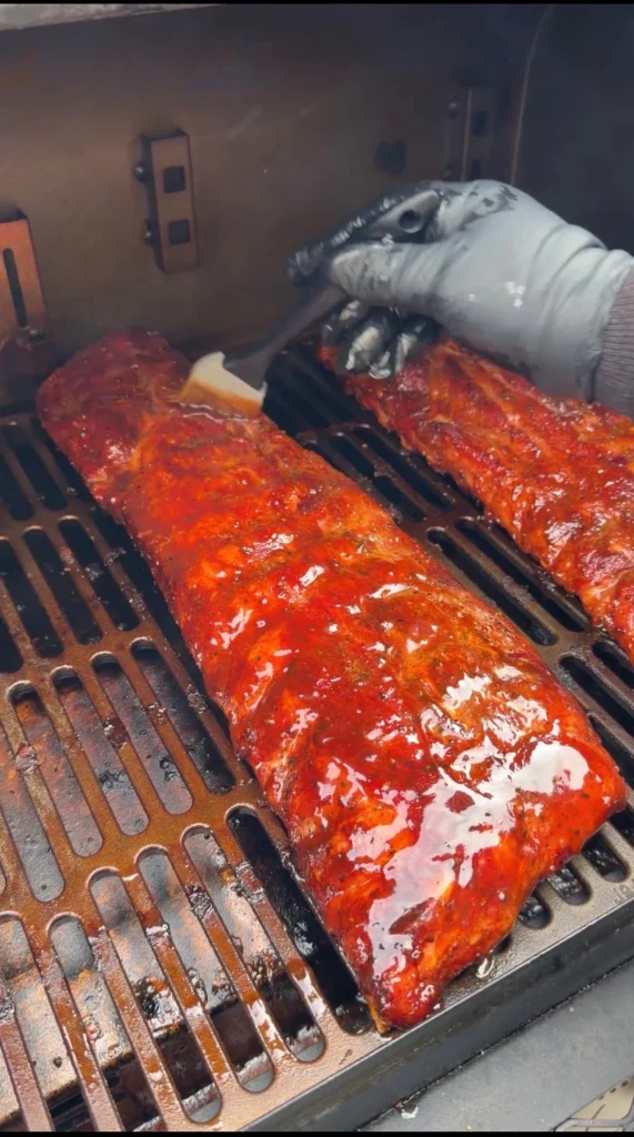 glazed ribs on the smoker