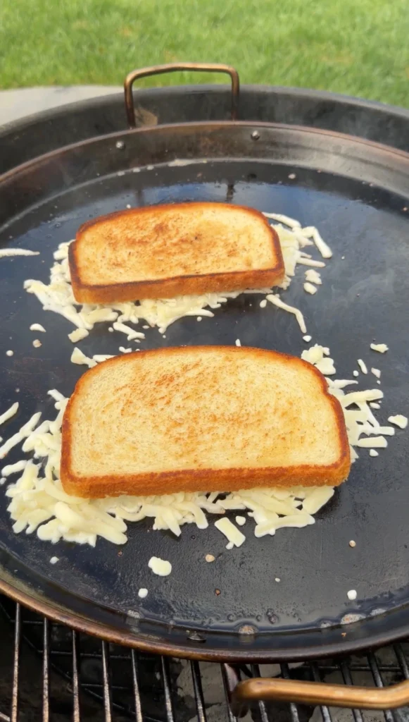 cheese bread on the griddle