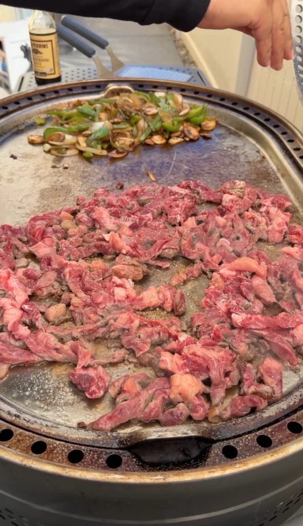 seared ribeye on the griddle