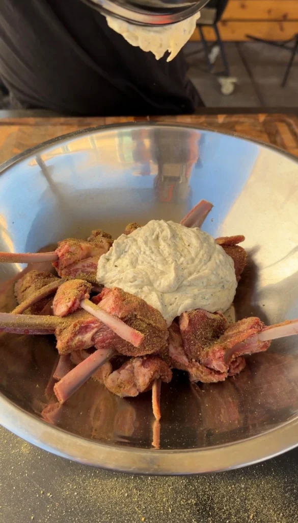 marinaded lamb chops in a bowl