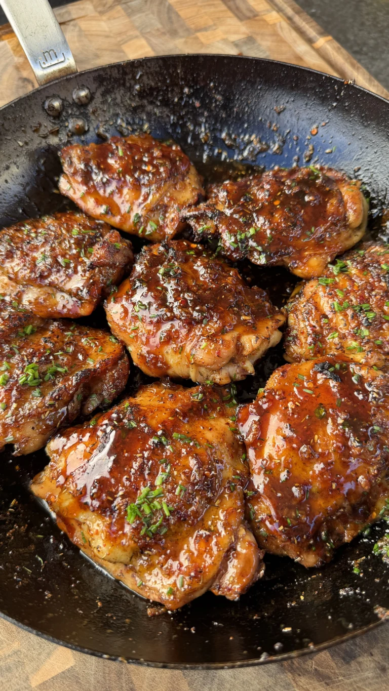 honey garlic chicken thighs on a plate