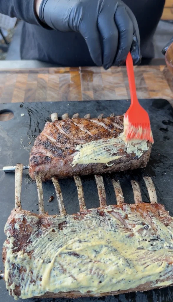 resting period with herb crust after smoking