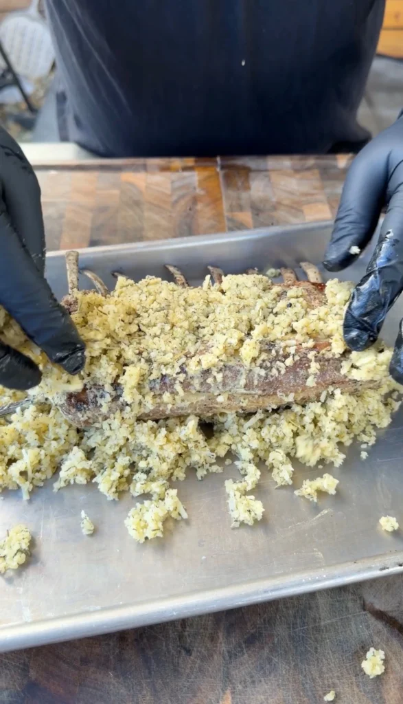 parmesan crust on the rack of lamb