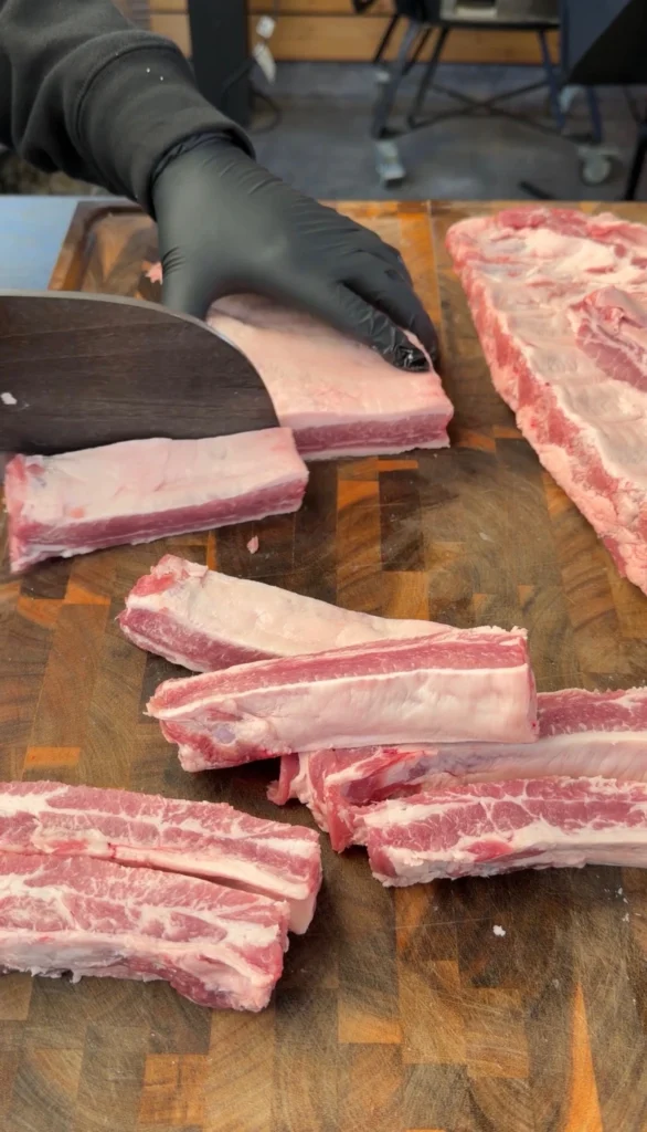 cutting up the party ribs