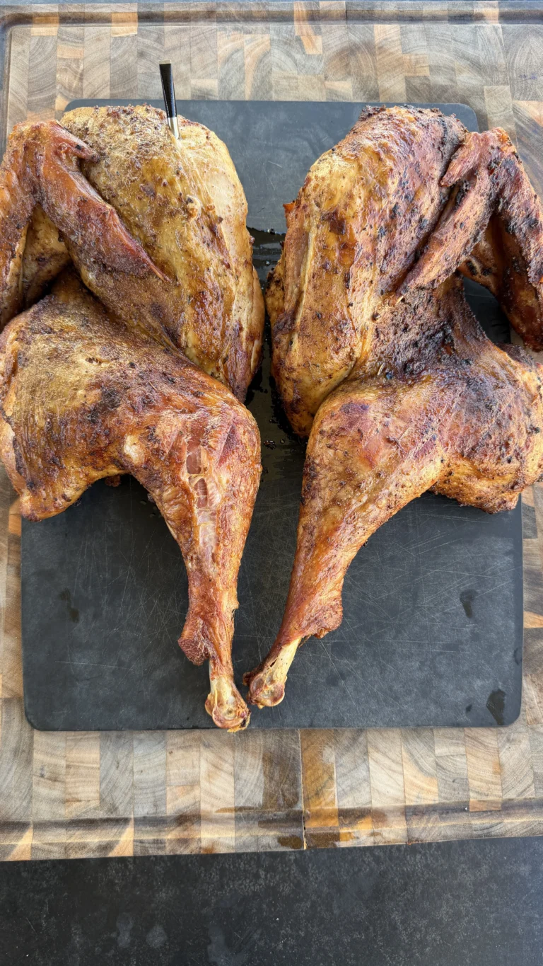 asado style turkey on the cutting board