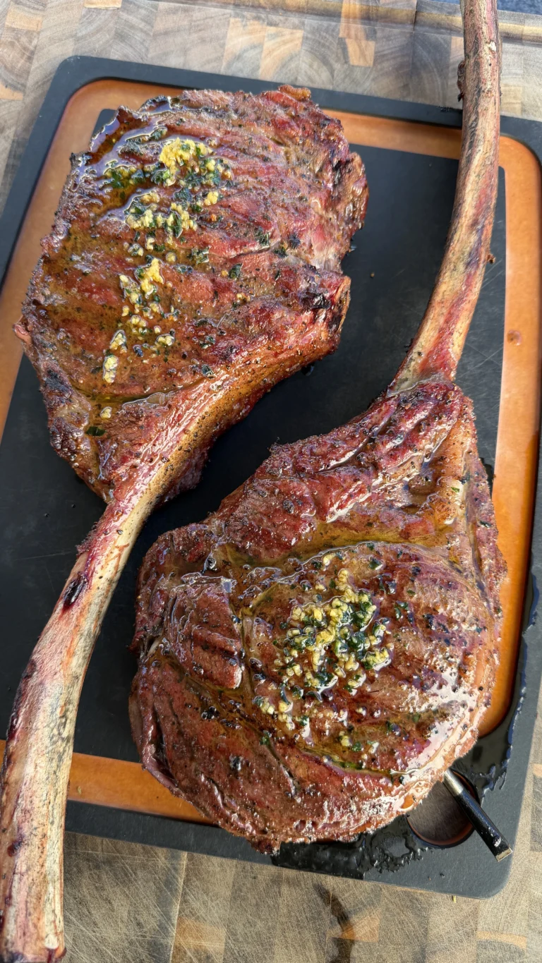 Smoked Tomahawk Steak with Reverse Sear and Garlic Butter