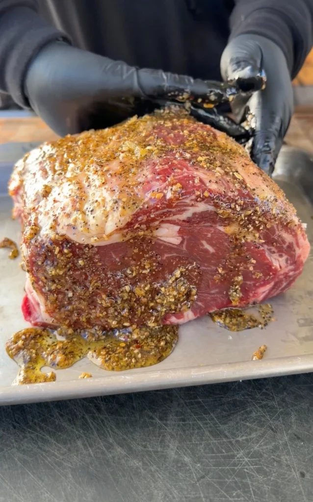 seasoned prime rib with a wet brine