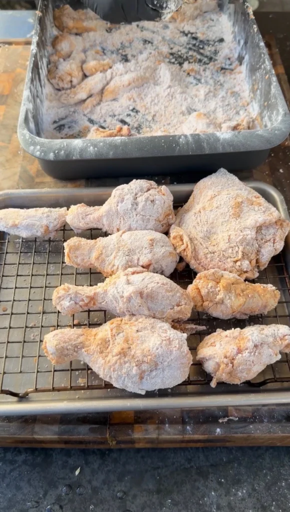 resting chicken on a cooking rack