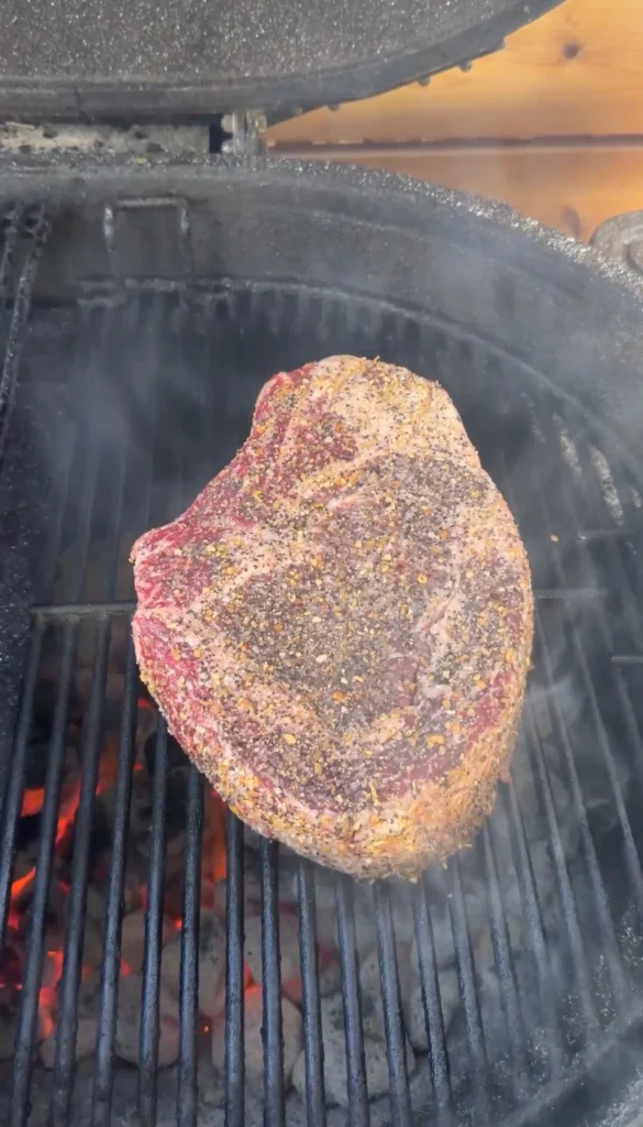 seared ribeye on the grill