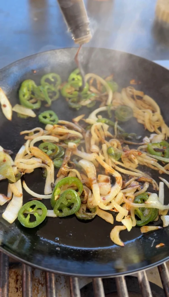 prepped veggies on the cast iron
