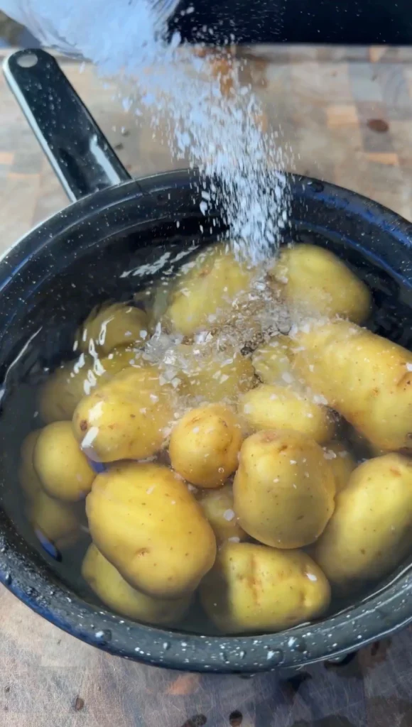 boiled potatoes in a pot
