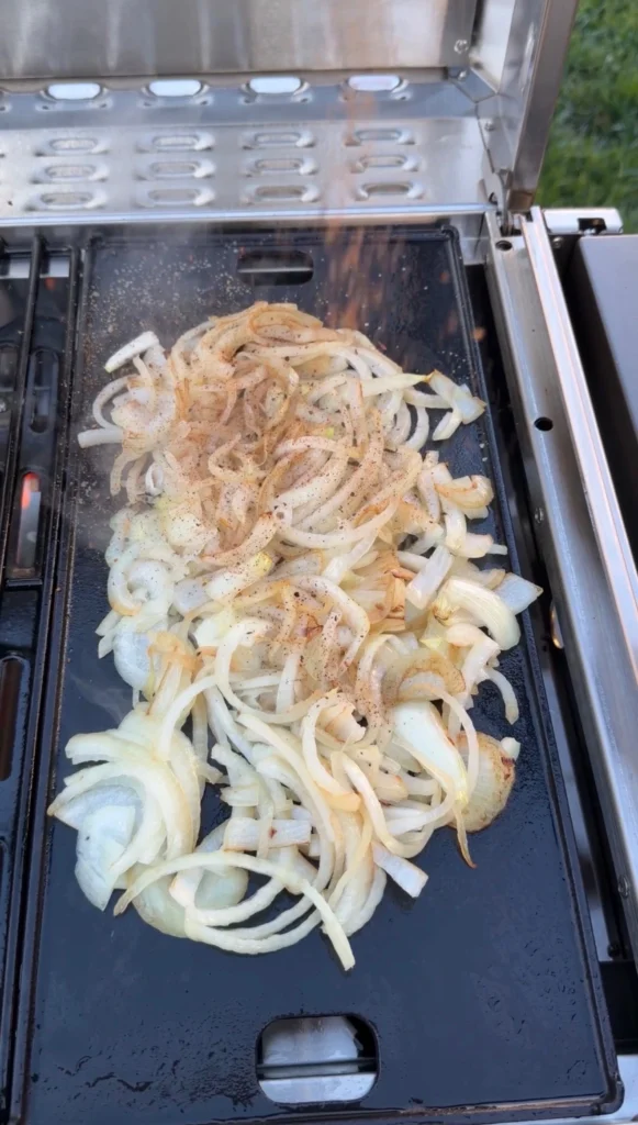 caramelizing onions on a cast iron