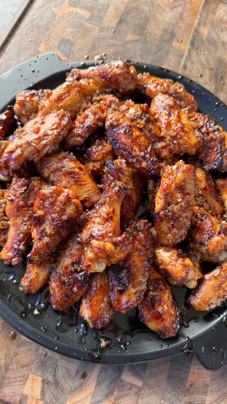 Grilled Chicken Wings with Sticky Honey Garlic Butter Sauce