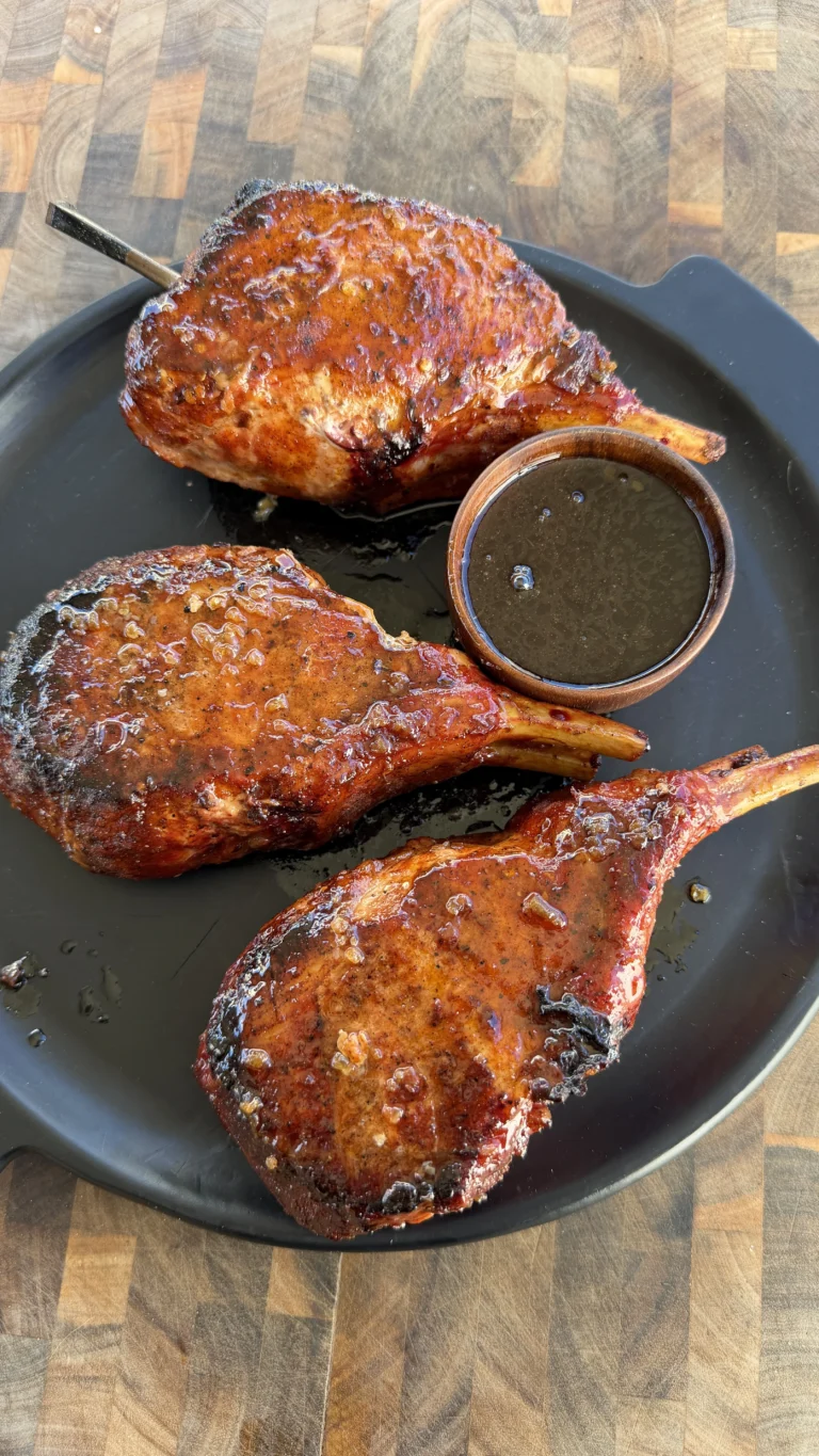 Sticky Honey Garlic Double Bone Pork Chops