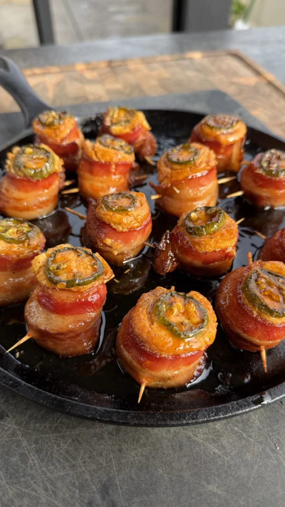 smoked pig shots on a cast iron