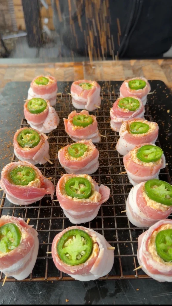 pig shots on the wire rack before smoking