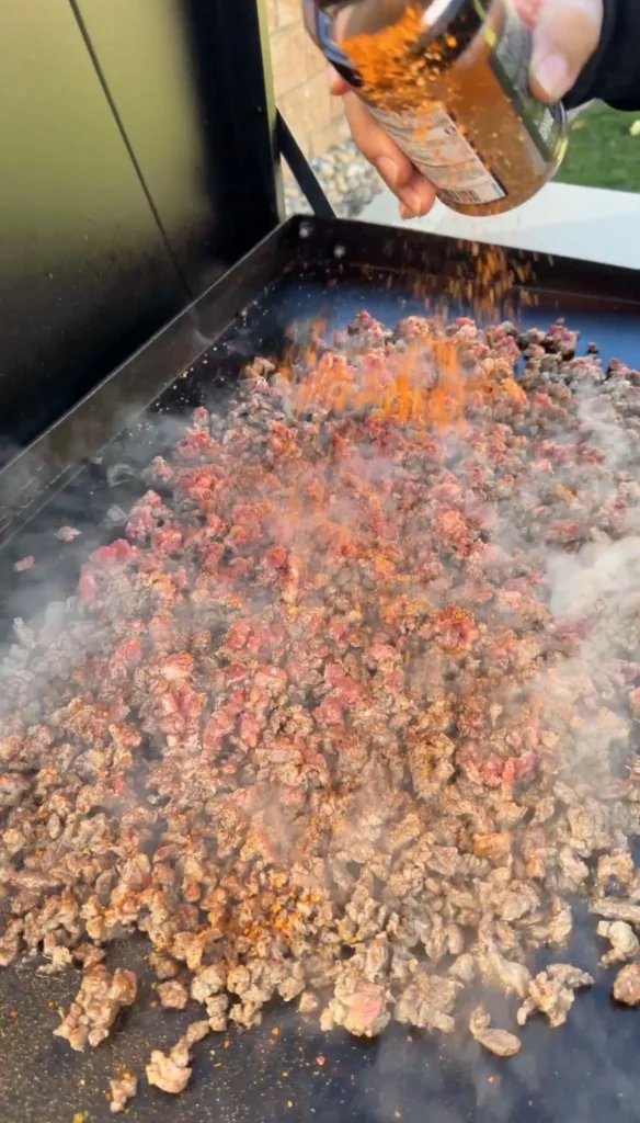 cooked ground chuck on a grill