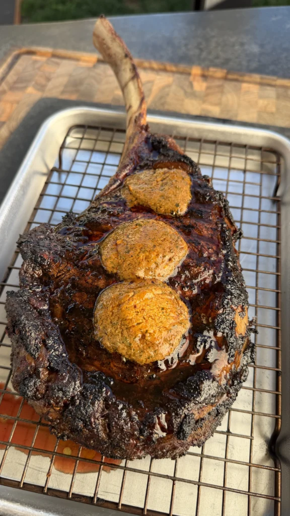 steak with butter resting