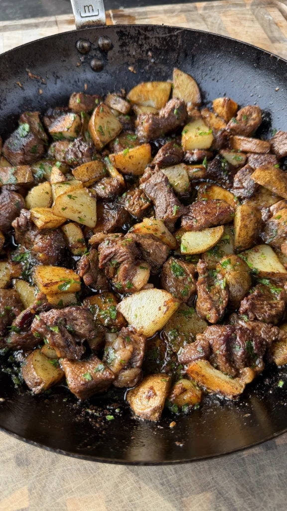 Garlic Butter Steak Bites & Crispy Potato Skillet
