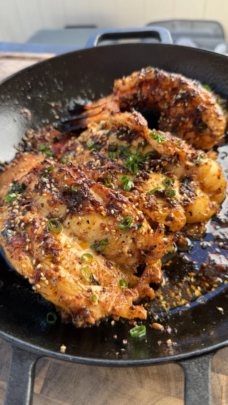 Grilled Chili Crisp Lobster Tails with Garlic Butter